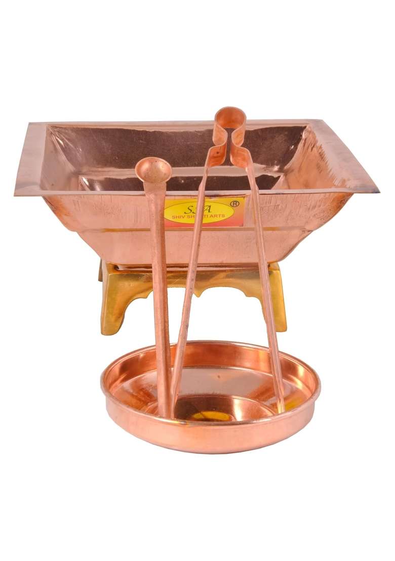 Shiv Shakti Arts Pure Copper Hawan Kund Set Agnihotra Kit Havan Set - Indya