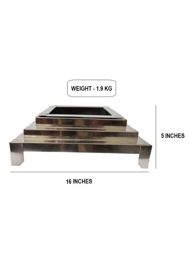 Large 16 Inches Stainless Steel Hawan Kund for Home with Stand - Indya