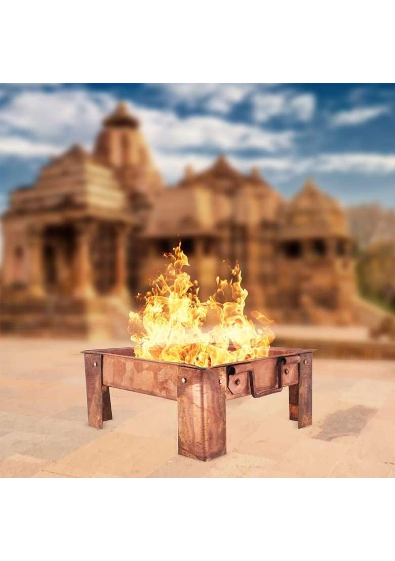 Alodie Havan Kund Pure Copper Hawan Kund with Handle on Both Side - Indya