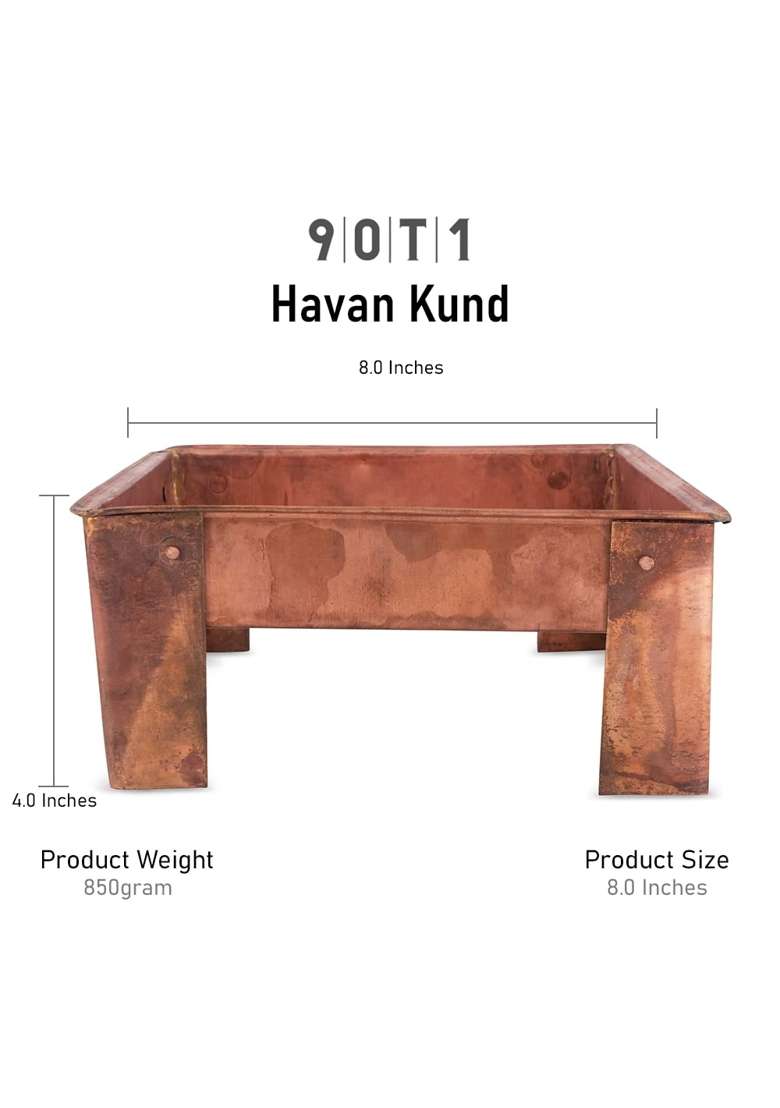 90T1 Havan Kund Hawan Kund for Home Pure Copper Hawan Kund with Handle on Both Side for Yagya Havan Kund - Indya