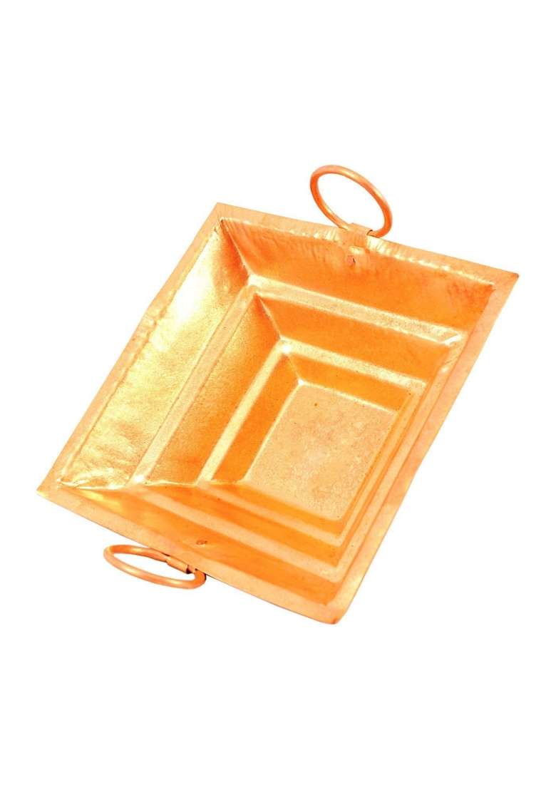 Aditya Shopping Pure Copper Hawan Kund with Handle on Both Side Hawan and Poojan Purpose 12 Inch - Indya