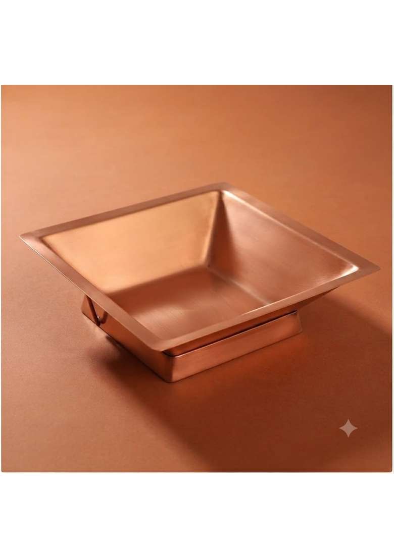 Shraviko Copper Hawan Kund with Dual Handles Square Havan Kund for Yagya - Indya