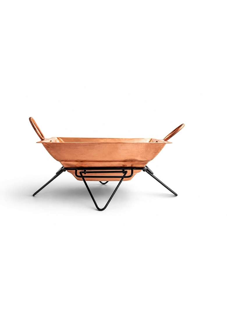 Shraviko Copper Hawan Kund with Dual Handles Square Havan Kund for Yagya - Indya