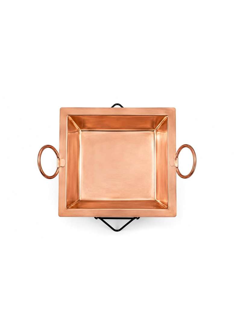Shraviko Copper Hawan Kund with Dual Handles Square Havan Kund for Yagya - Indya