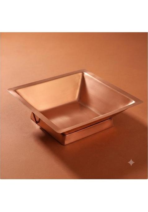 Shraviko Copper Hawan Kund with Dual Handles Square Havan Kund for Yagya