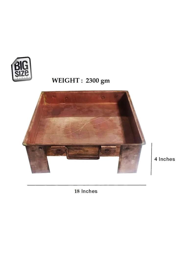 Omkriya Havan Kund for Home Pure Copper with Handle on Both Side for Yagya Havan Kund with Stand for Puja - Indya