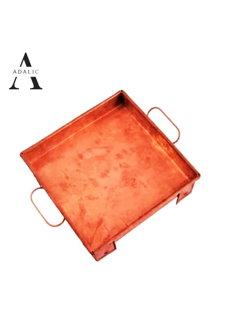 Adalic Havan Kund Pure Copper with Handle on Both Side for Yagya Kund Deepawali Pujan Grah Puja Birth - Indya