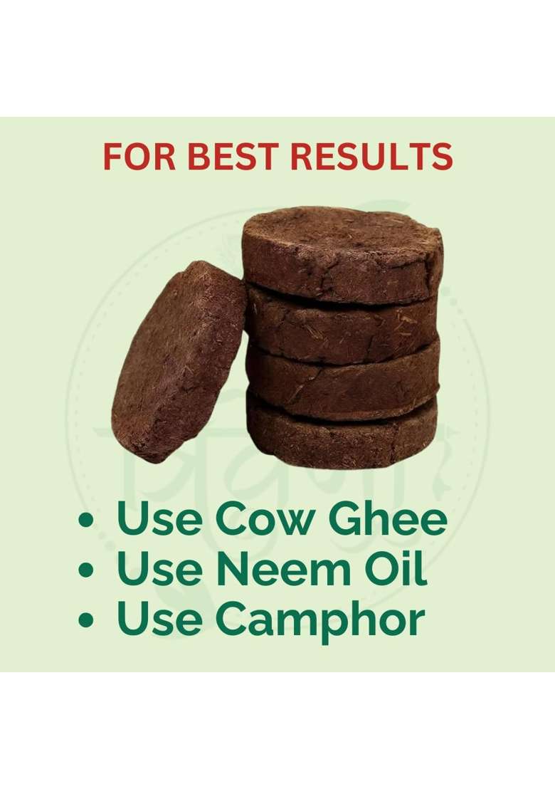 Triveni Organics Desi Gir Cow Dung Cakes 500 Pieces Handmade Gobar Uple for Hawan Pujan - Indya
