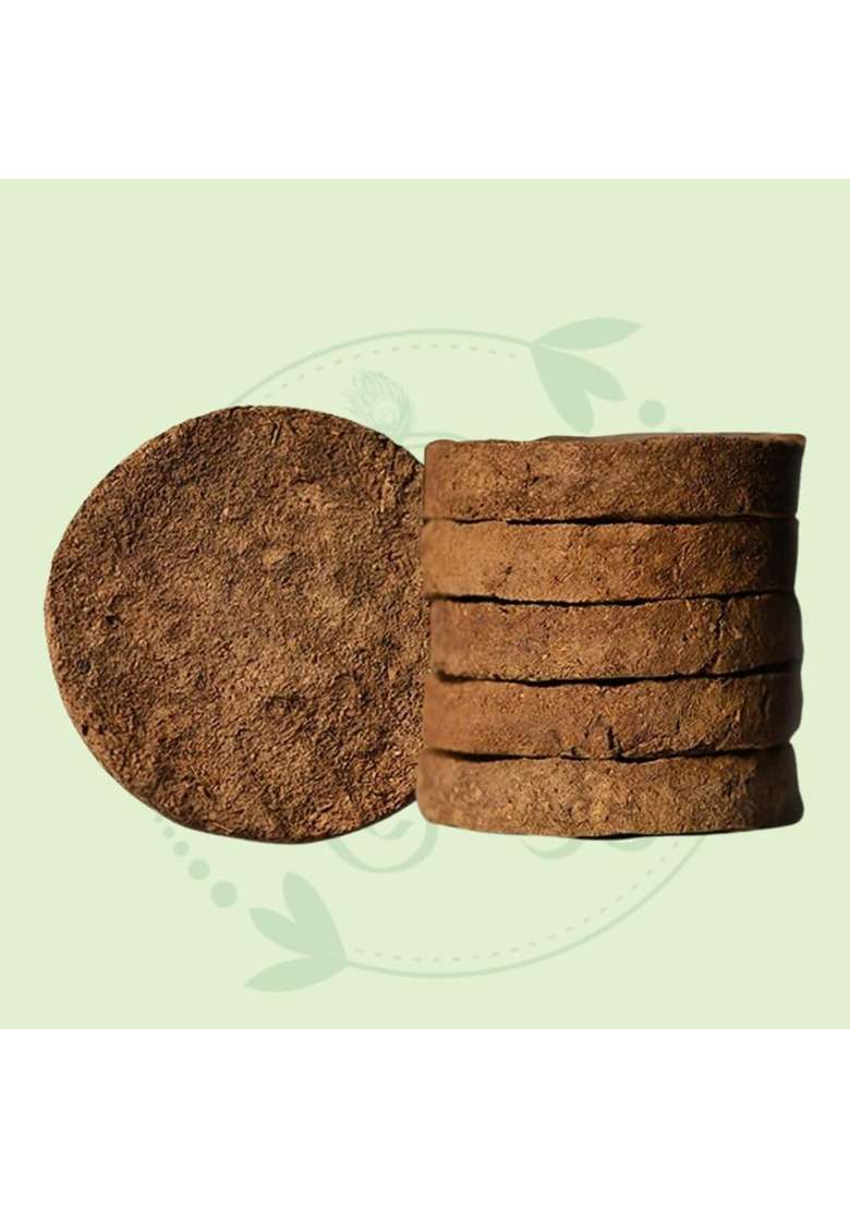 Triveni Organics Desi Gir Cow Dung Cakes 500 Pieces Handmade Gobar Uple for Hawan Pujan - Indya
