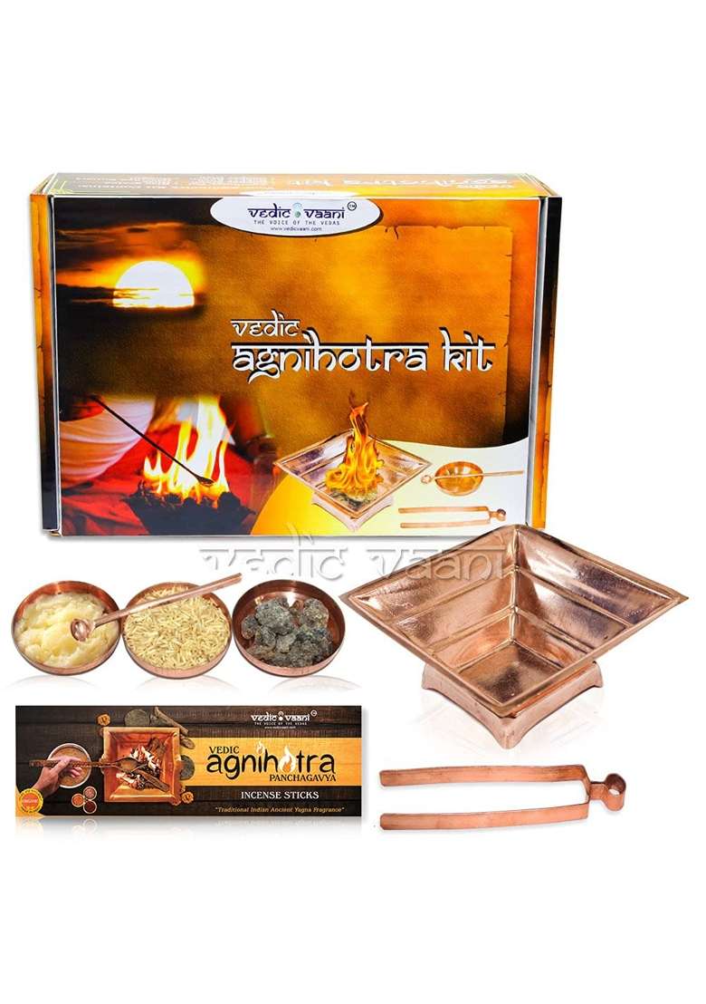 Vedic Vaani Agnihotra Kit Copper Agni Havan Kund Set Agnihotra Incense Stick for Pooja Purpose - Indya