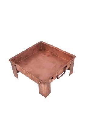 Brown Brass Finish Havan Kund for Puja and Yagna Traditional Square Hawan Kund with Handles
