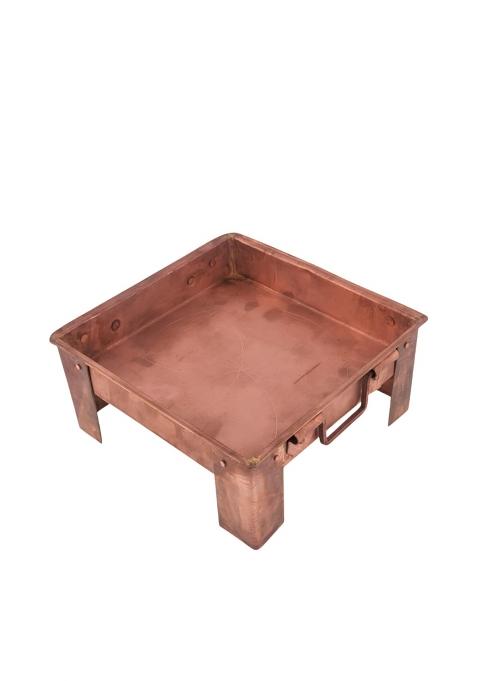 Brown Brass Finish Havan Kund for Puja and Yagna Traditional Square Hawan Kund with Handles