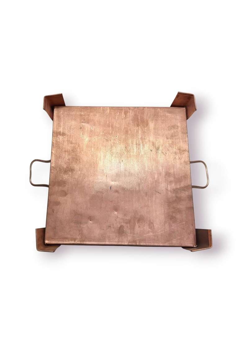 Hatekhori Pure Copper Havan Kund 30x30 CM Square Traditional Fire Ritual Bowl with Handles - Indya