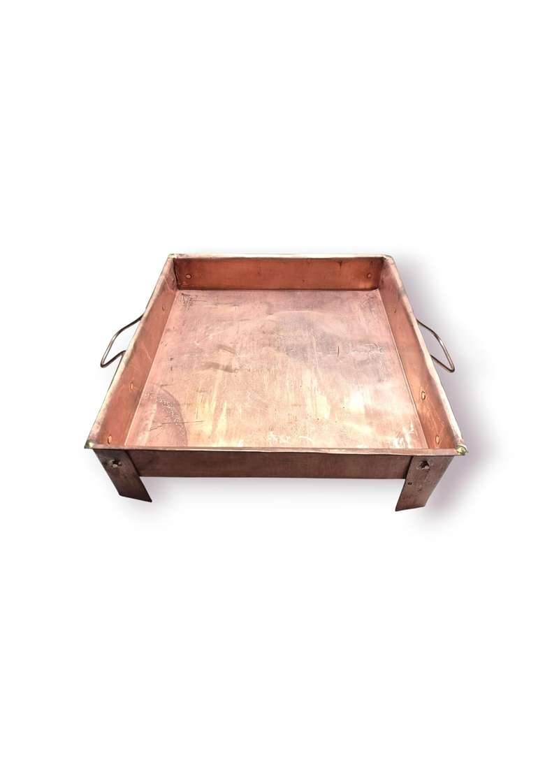 Hatekhori Pure Copper Havan Kund 30x30 CM Square Traditional Fire Ritual Bowl with Handles - Indya