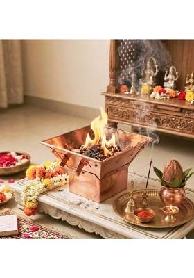 Blissful Decor Copper Havan Kund Traditional Indian Style Hawan Kund Agnihotra Ideal Pooja Hindu Accessory