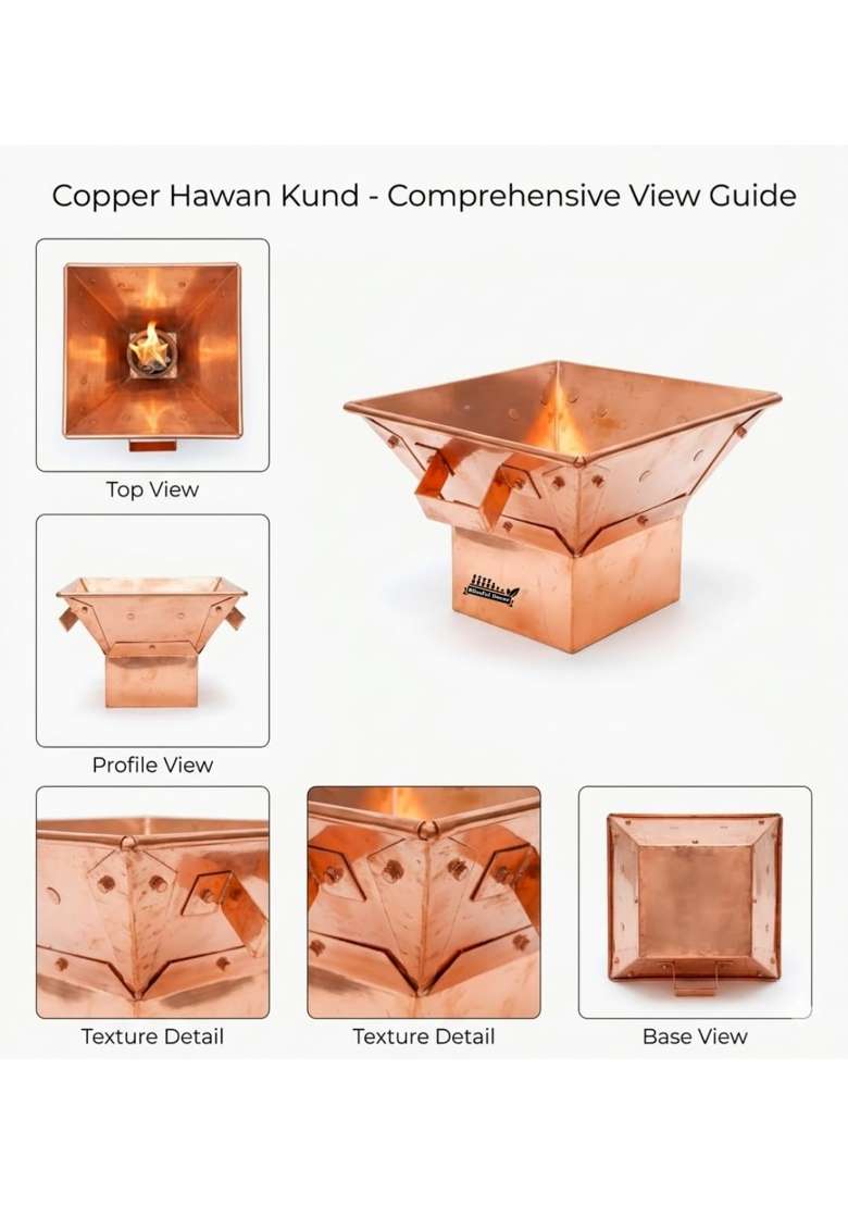 Blissful Decor Copper Havan Kund Traditional Indian Style Hawan Kund Agnihotra Ideal Pooja Hindu Accessory - Indya