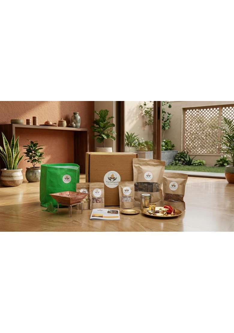 Paytoplanet DIY Easy Yagya Kit Complete Havan Set with Copper Kund Golden Steel Puja Thali - Indya