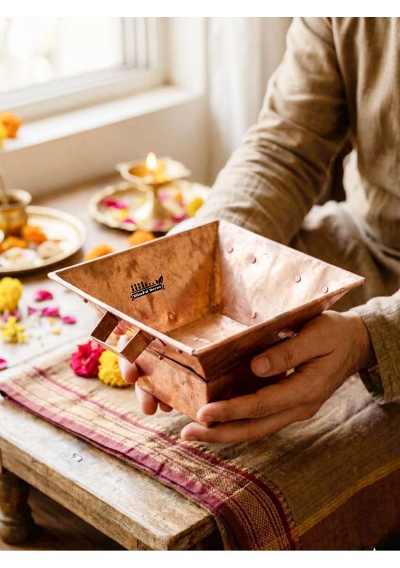 Shree HARI Home Decor Copper Havan Kund Traditional Indian Style Hawan Kund Agnihotra Ideal Pooja Hindu - Indya