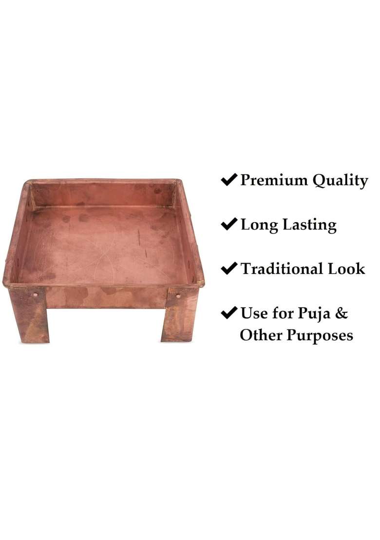 Omkriya Pure Copper Hawan Kund Havan Kund for Yagya Hawan and Poojan Purpose 16 Inches - Indya