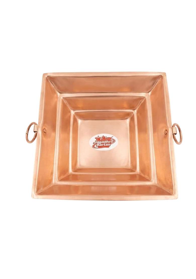 Jagadhri Bartan Pure Copper Havan Kund Traditional Vedic Puja Hawan Pot for Home Office and Rituals - Indya