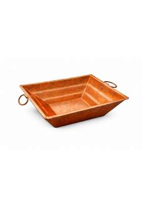 Copper Havan Kund Hawan Patra Yagna Kund with Iron Base and Dual Handles Pooja Havan Kund for Home Temple