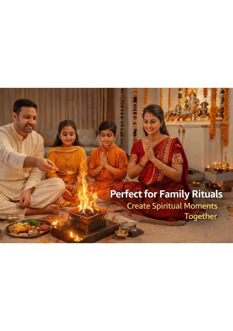 Copper Havan Kund Hawan Patra Yagna Kund with Iron Base and Dual Handles Pooja Havan Kund for Home Temple - Indya