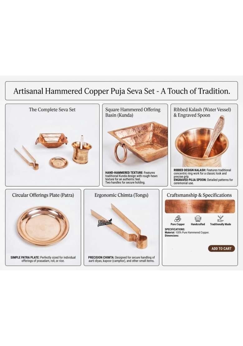 Shree HARI Home Decor Pure Copper Hawan Kund Set Agnihotra Kit Havan Set Spoon - Indya
