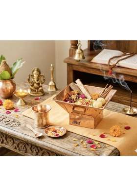 Shree HARI Home Decor 100 Percent Pure Copper Hawan Kund Set Agnihotra Kit Havan Set Spoon
