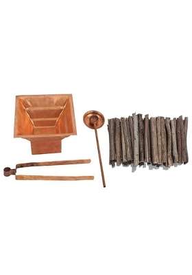 Copper Made Havan Religious Indian Traditional Hawan Kund Suchi Spoon