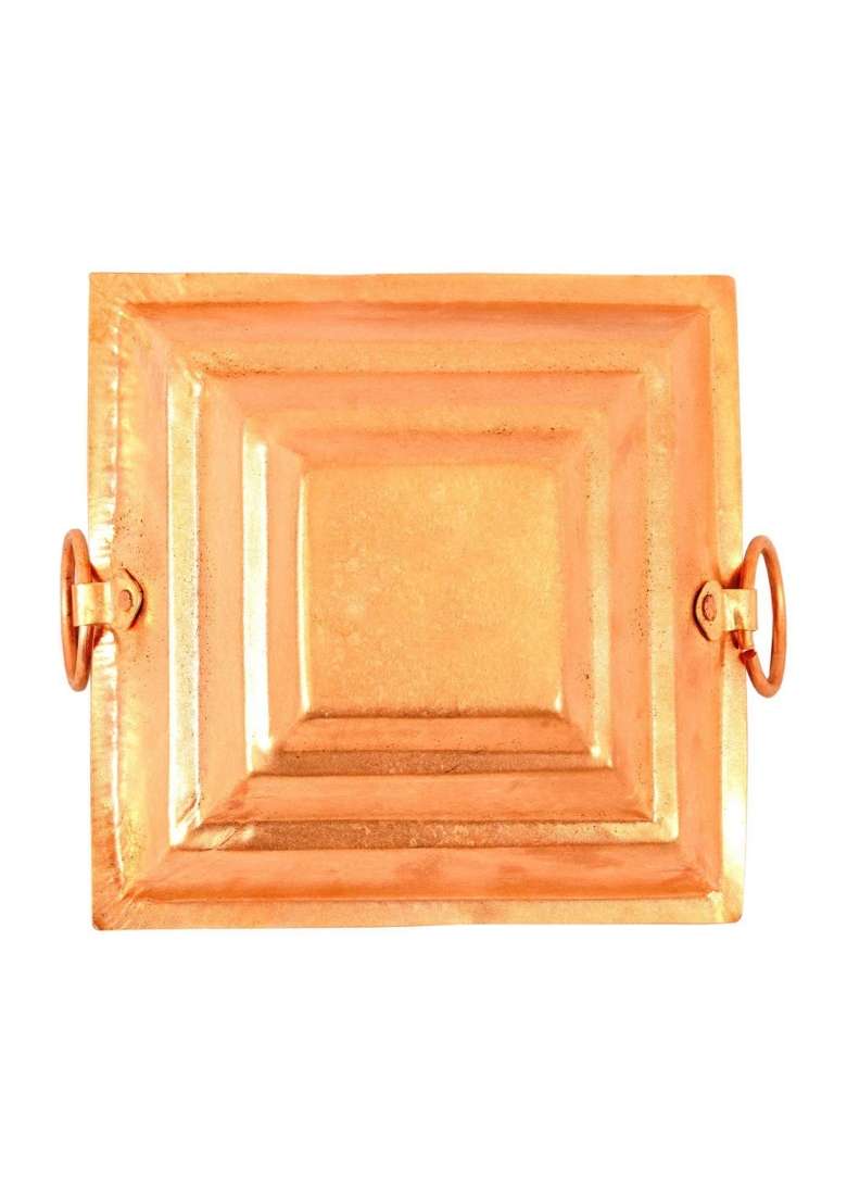 Aditya Shopping Pure Copper Hawan Kund with Handle on Both Side Hawan and Poojan Purpose 10Inch - Indya
