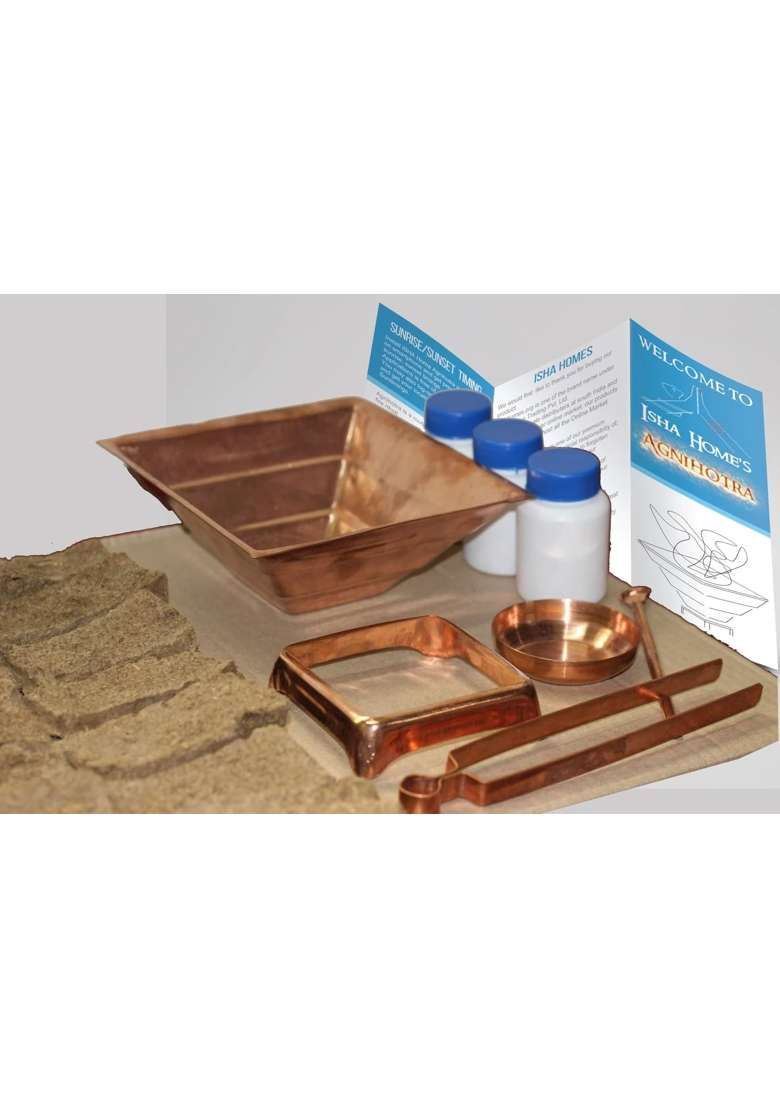 Gandak Pure Copper Vaidic Agnihotra Kit Havan Set Copper Agnihotra Kit Set with Hawan Kund Aachmani Spoon - Indya