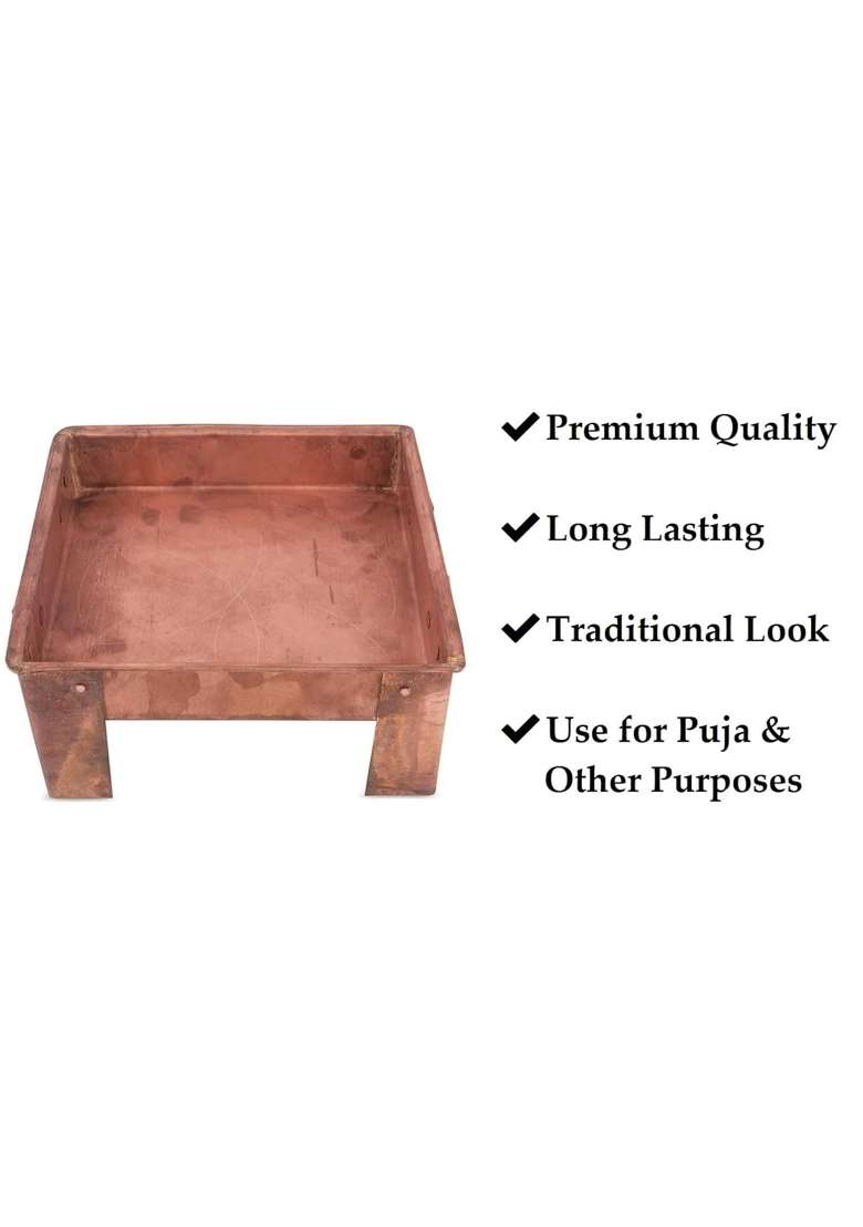 Ohmnamo Pure Copper Hawan Kund for Poojan Purpose Indian Cultural Religious Item Best for Home Office Copper - Indya