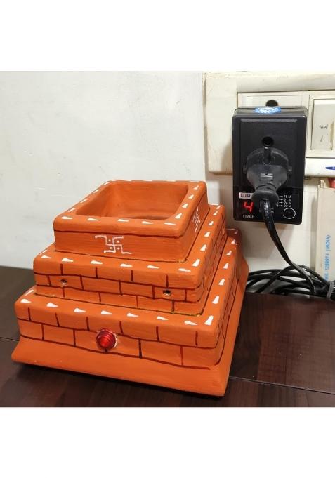 Dharohar the Heritage Orange Auto Timer Electric Hawankund Vishisht Yagnesh Hawan Samagri Sample Pouch