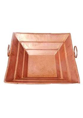 Pure Copper Hawan Kund with Handle on Both Side for Yagya Hawan and Poojan 12Inch