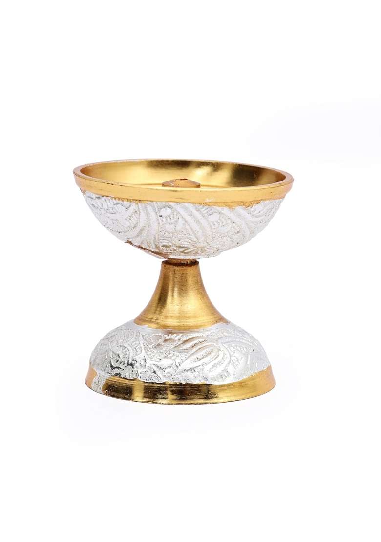 Natriel Handcrafted Embossed Pooja Thali Set Premium Gold and Silver Plated Ritual Set with Decorative Case - Indya