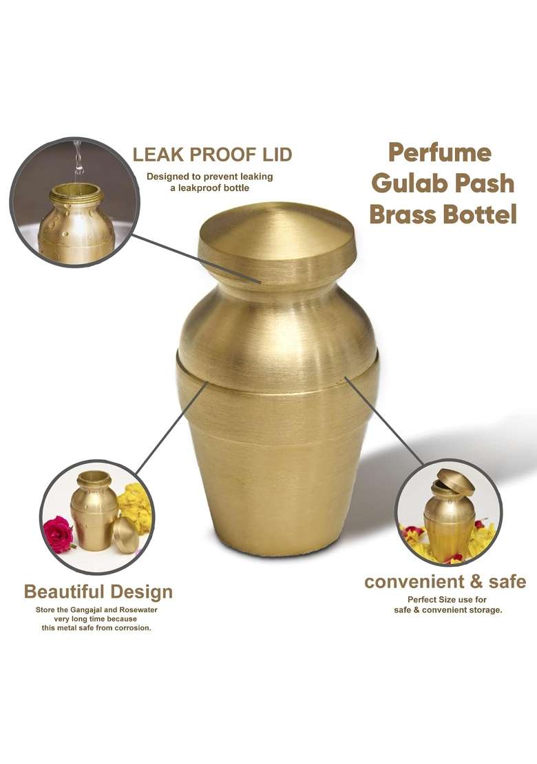 Crafty Essentials Golden Brass Pooja Items Pooja Thali Pieces Traditional Pital Pooja Articles Set of 9 - Indya