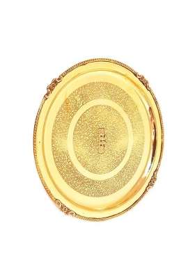 ABB Gold Store Pooja Thali Design Dinner Thali Set Brass Dana Etching Pooja Plate 16 Inches