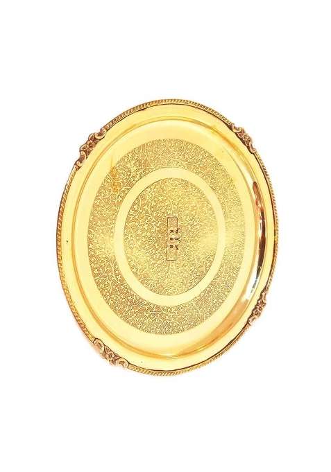 ABB Gold Store Pooja Thali Design Dinner Thali Set Brass Dana Etching Pooja Plate 16 Inches