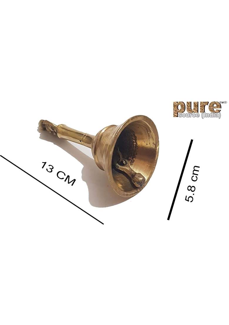Pure Source India Brass Pooja Thali Set with Brass Bell and Camphor 10 Inch Gold - Indya