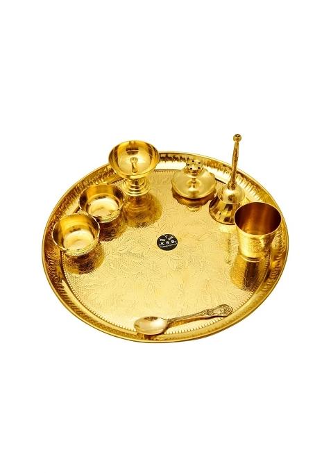 KBB Yellow Brass Pooja Thali Set Pooja Set