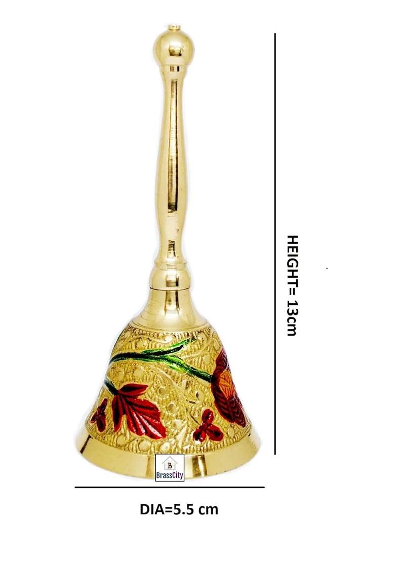 Brasscity Special Flower Design Hand Crafted Brass Pital Pooja Thali Set - Indya