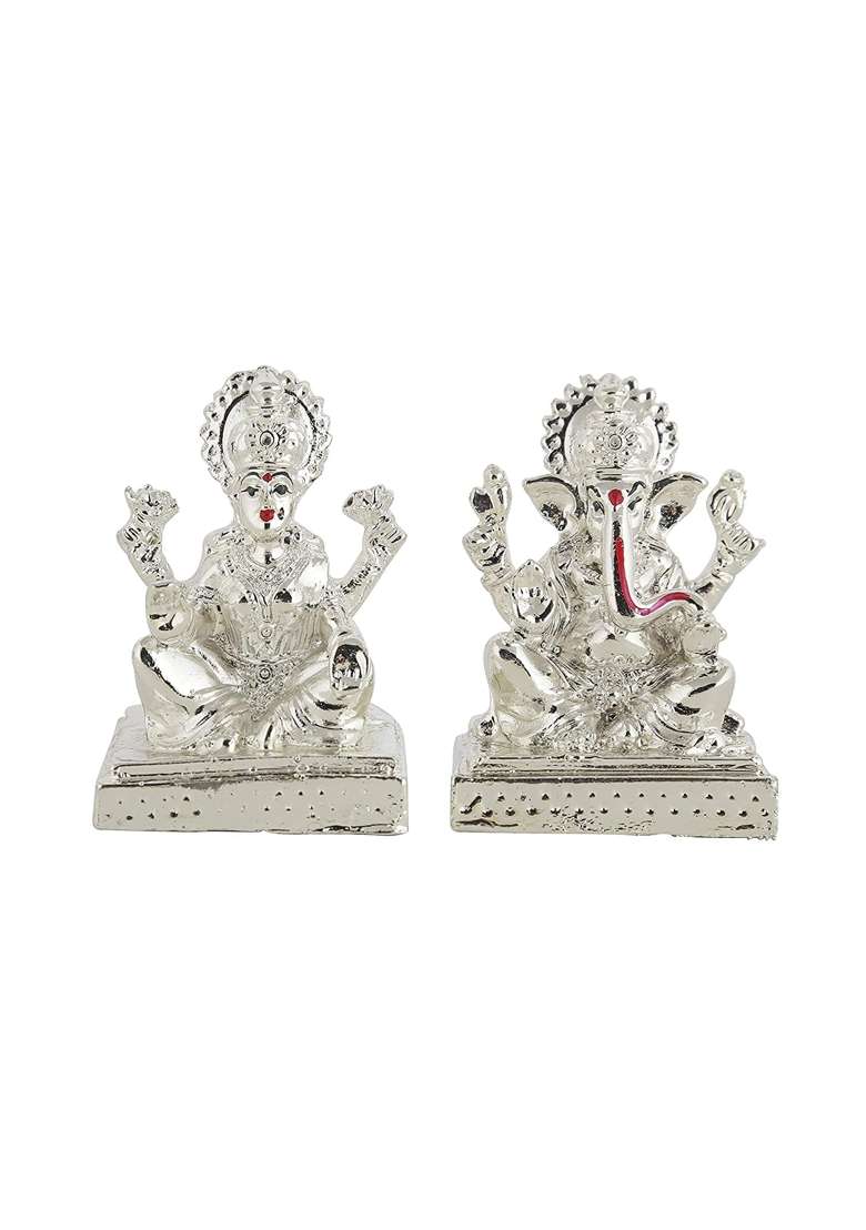 Rkonect Silver Brass Puja Pooja Thali Aarti Bartan Plate Special Occasions Diwali Pack of 1 - Indya