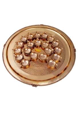 Shiv Shakti Arts Pure Brass Kuber Diya Thali Big Pooja Thali Set for Diwali Navratra Laxmi Ganesh Ji Poojan
