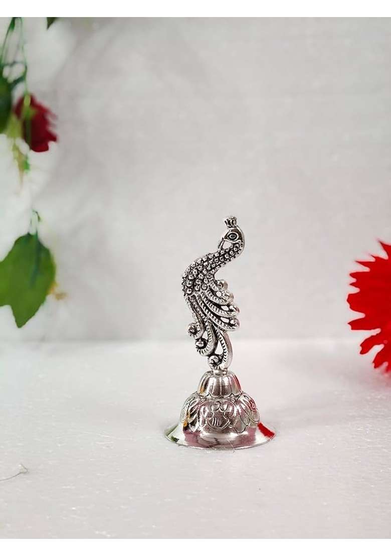 SHRI Kaila MAI Trders German Silver Antique Pooja Thali with Full Ghungru Layer Home Mandir Decorative Pooja - Indya