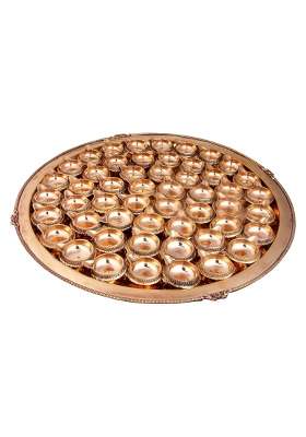 Shiv Shakti Arts Pure Brass Kuber Diya Thali Big Pooja Thali Set for Diwali Navratra Laxmi Ganesh Ji Poojan