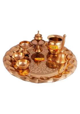 Shiv Shakti Arts Diwali Navratra Spacial Brass Pooja Thali Set for Laxmi Ganesh Ji Poojan