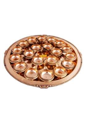 Shiv Shakti Arts Pure Brass Kuber Diya Thali Pooja Thali Set for Diwali Navratra Laxmi Ganesh Ji Poojan