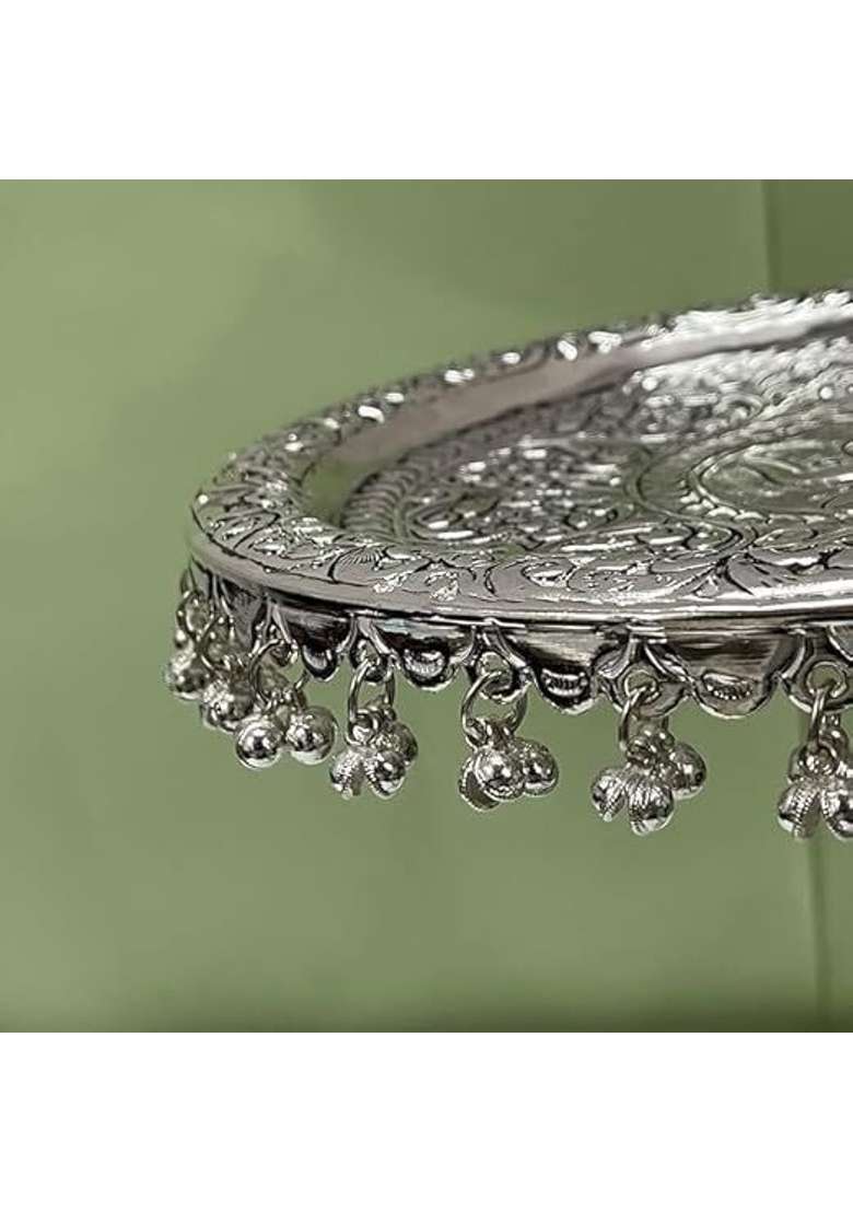 Akshat Enterprises German Silver Plated Set with Kalash Lota and 2 Kumkum Bowls - Indya