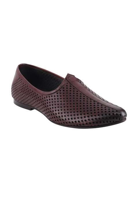 Ezok Mens Genuine Leather Mojari Shoes Lightweight Comfortable and Stylish Slip on Design with Cushioned