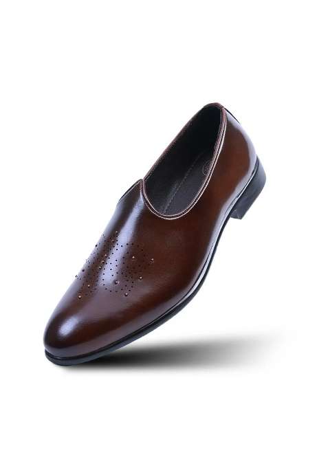 Monkstory Studded Mojari Burnished Brown